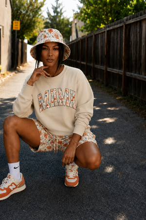 Mama Floral Crewneck Sweatshirt — Floral Block Letter MAMA Pullover
