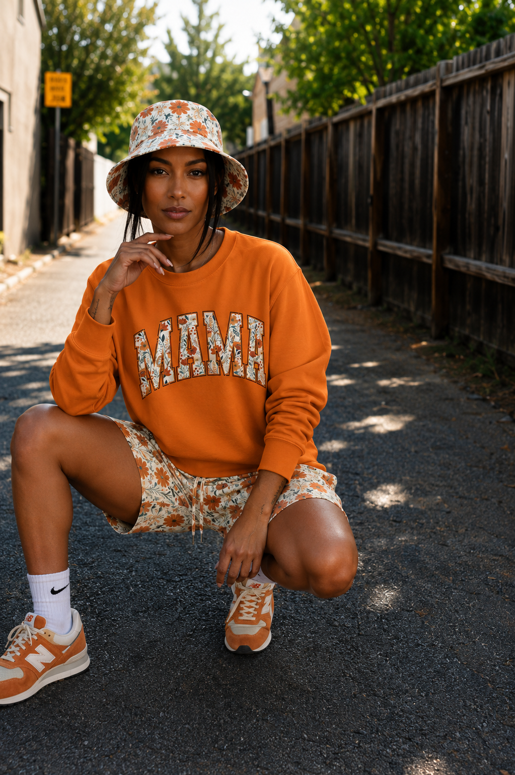 Mama Floral Crewneck Sweatshirt — Floral Block Letter MAMA Pullover