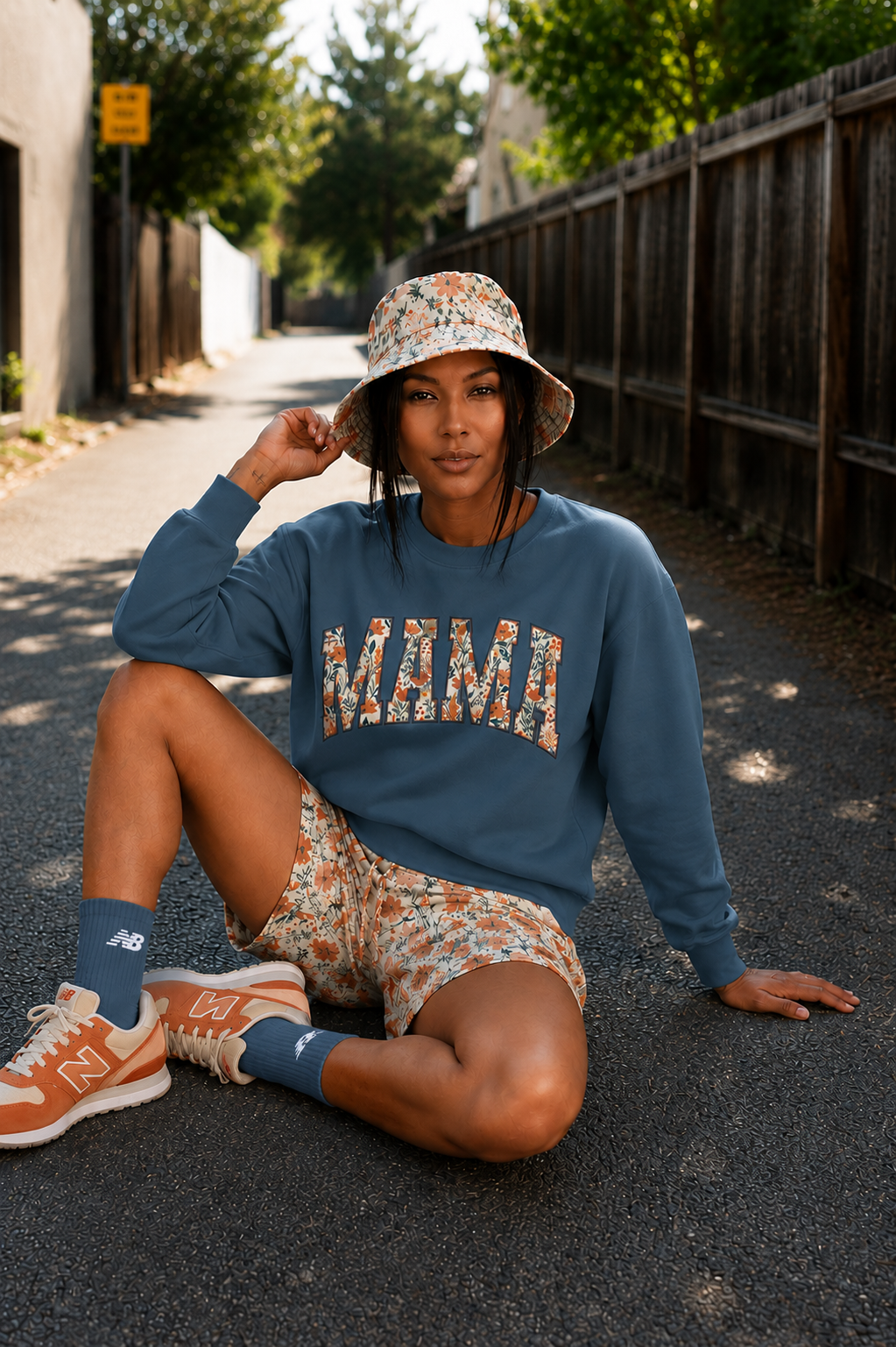 Mama Floral Crewneck Sweatshirt — Floral Block Letter MAMA Pullover