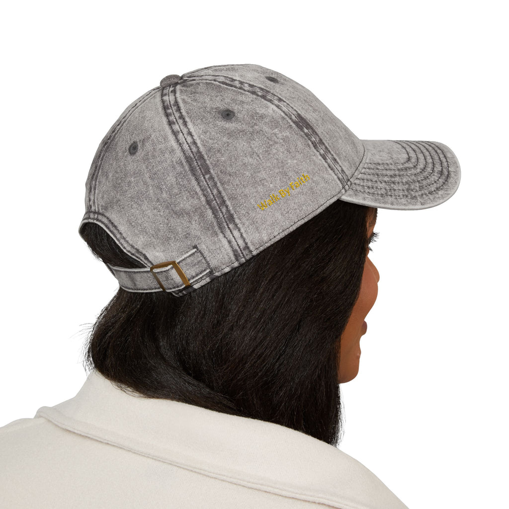 Embroidered Vintage Grey Cap with Purple Heat Cross Patch