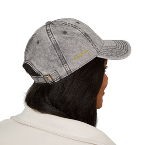 Embroidered Vintage Grey Cap with Purple Heat Cross Patch