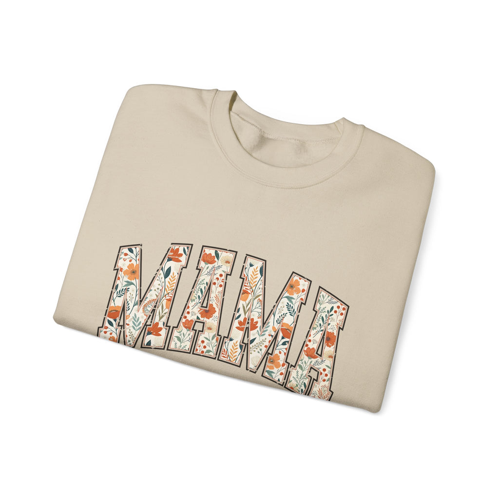 Mama Floral Crewneck Sweatshirt — Floral Block Letter MAMA Pullover