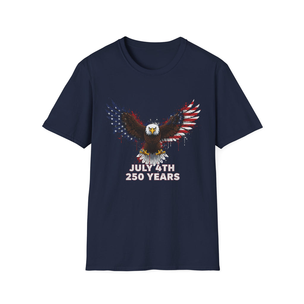 July 4th 250 Years Eagle T-Shirt — Patriotic American Flag Bald Eagle Tee