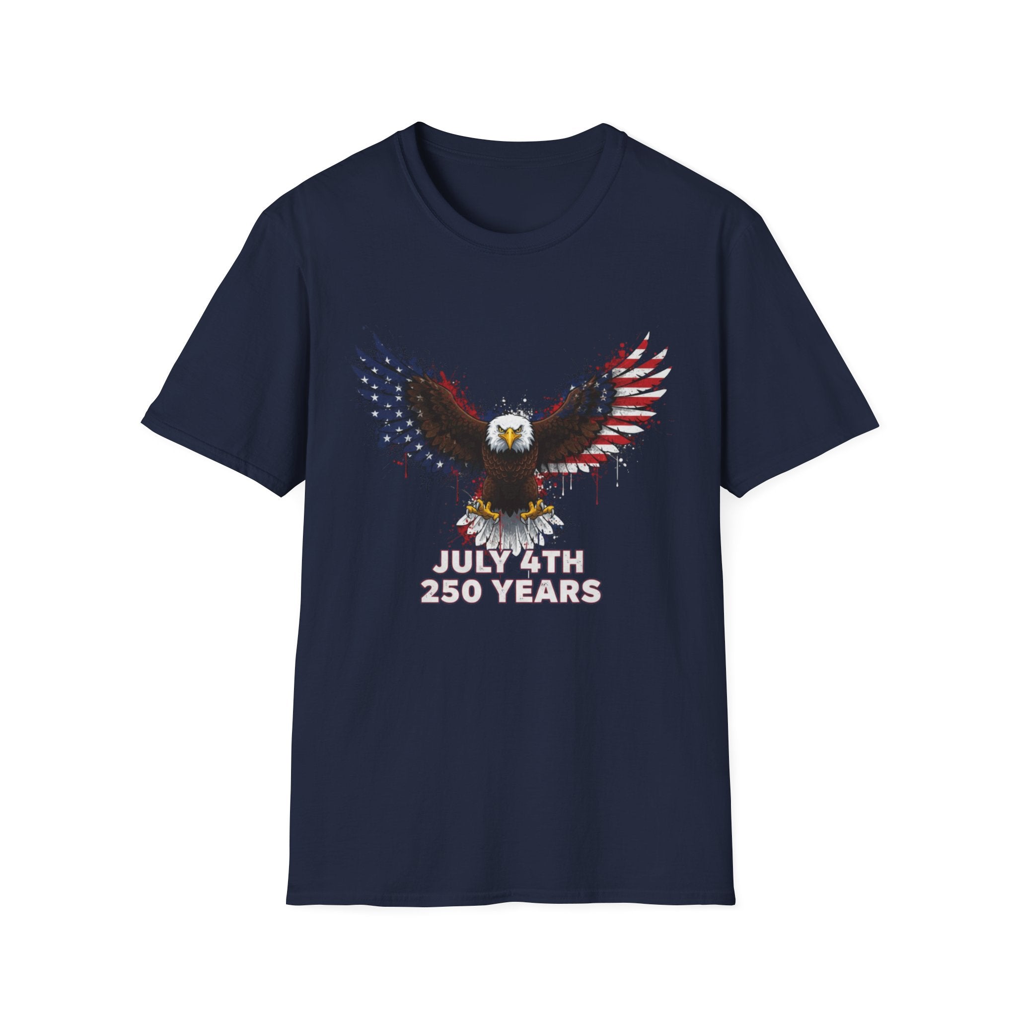 July 4th 250 Years Eagle T-Shirt — Patriotic American Flag Bald Eagle Tee