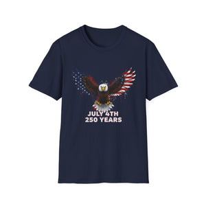 July 4th 250 Years Eagle T-Shirt — Patriotic American Flag Bald Eagle Tee