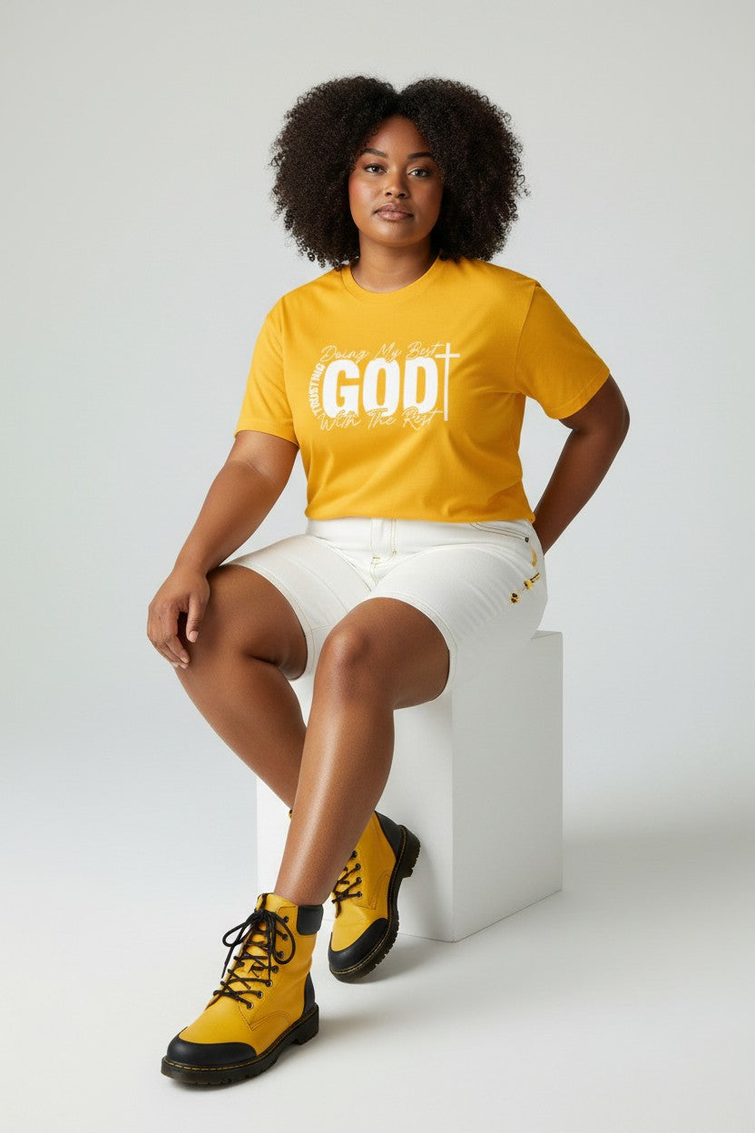 Faith T-Shirt — "Trusting God, Doing My Best" Christian Graphic Tee
