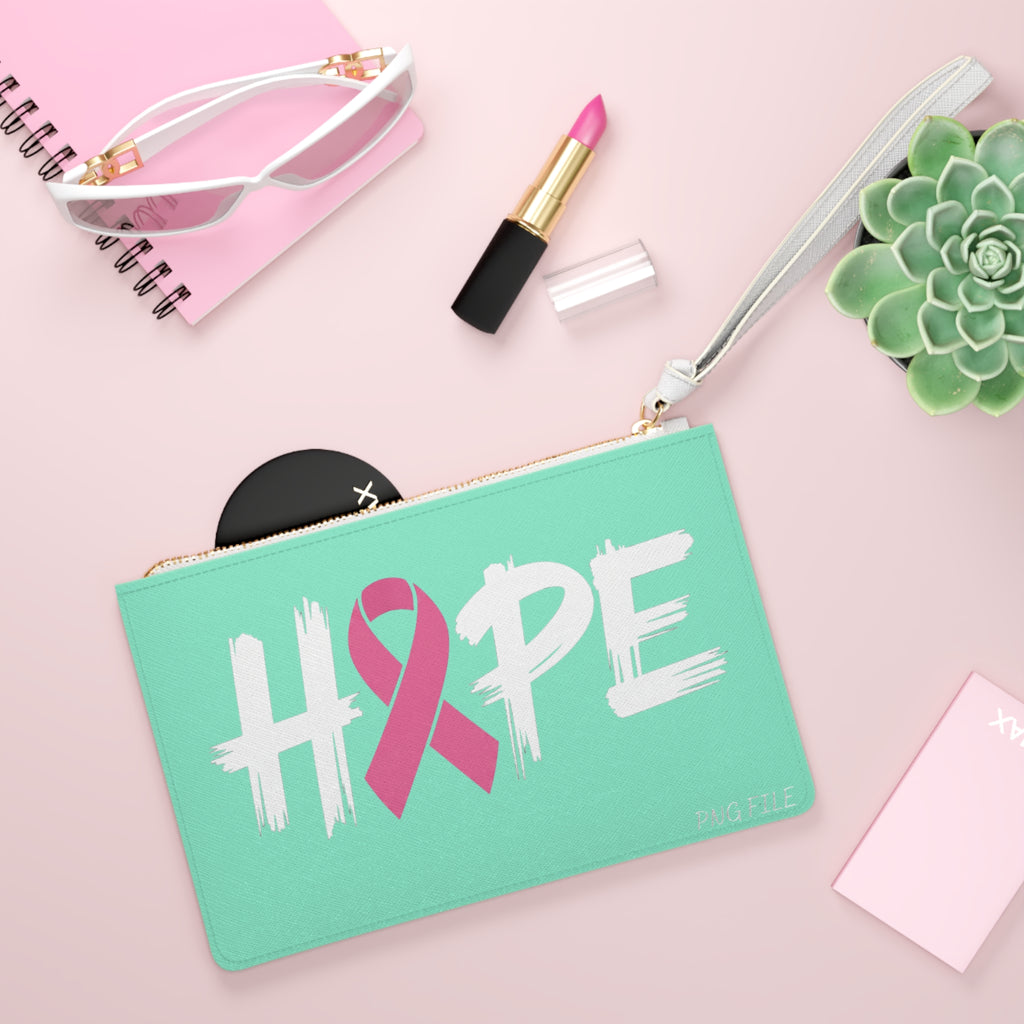 Hope Ribbon Clutch Bag – Pink Breast Cancer Awareness Wristlet