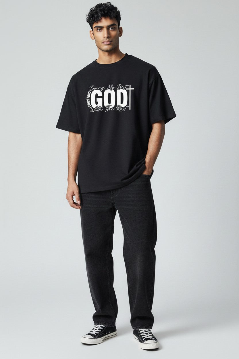 Faith T-Shirt — "Trusting God, Doing My Best" Christian Graphic Tee