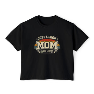 Women's Tee — "Just a Good Mom Raising Legends" Vintage Mom Graphic Shirt