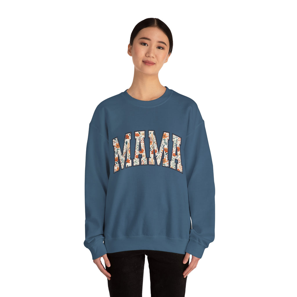 Mama Floral Crewneck Sweatshirt — Floral Block Letter MAMA Pullover