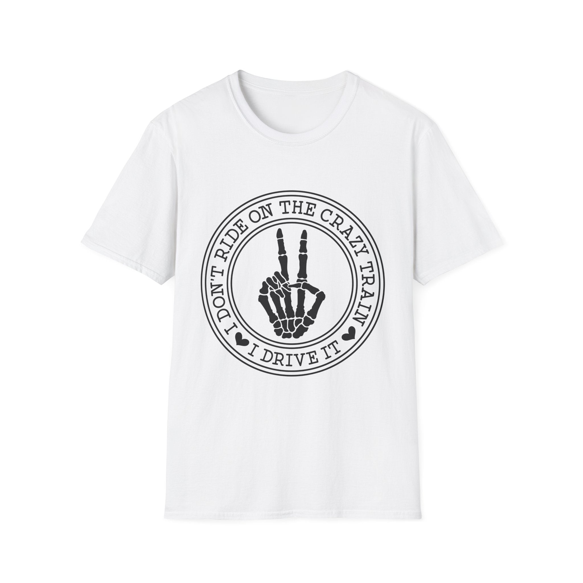 I Don’t Ride On The Crazy Train I Drive It T-Shirt — Funny Rock Skull Tee