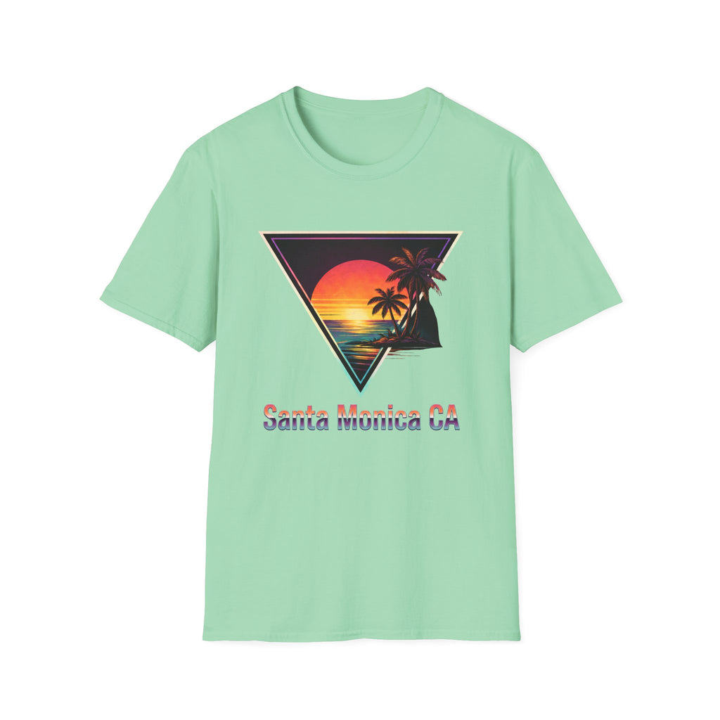 Santa Monica Sunset T-Shirt – Retro Triangle Palm Beach Tee