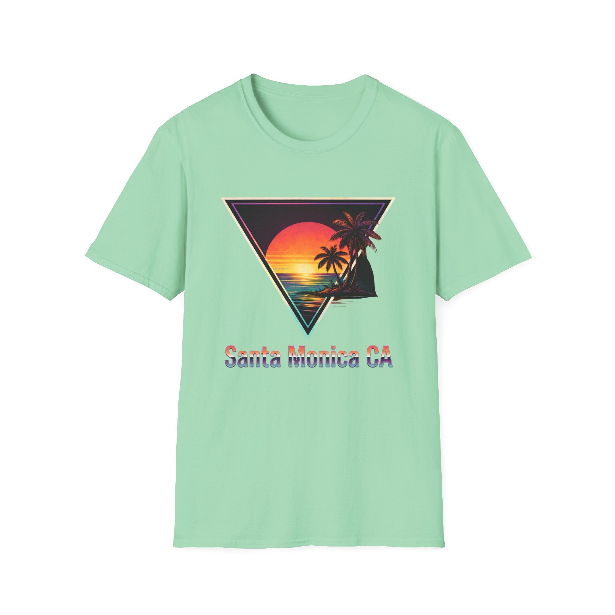 Santa Monica Sunset T-Shirt – Retro Triangle Palm Beach Tee