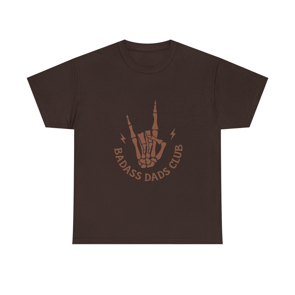 Badass Dads Club T-Shirt — Retro Skeleton Hand Rocker Tee for Cool Dads