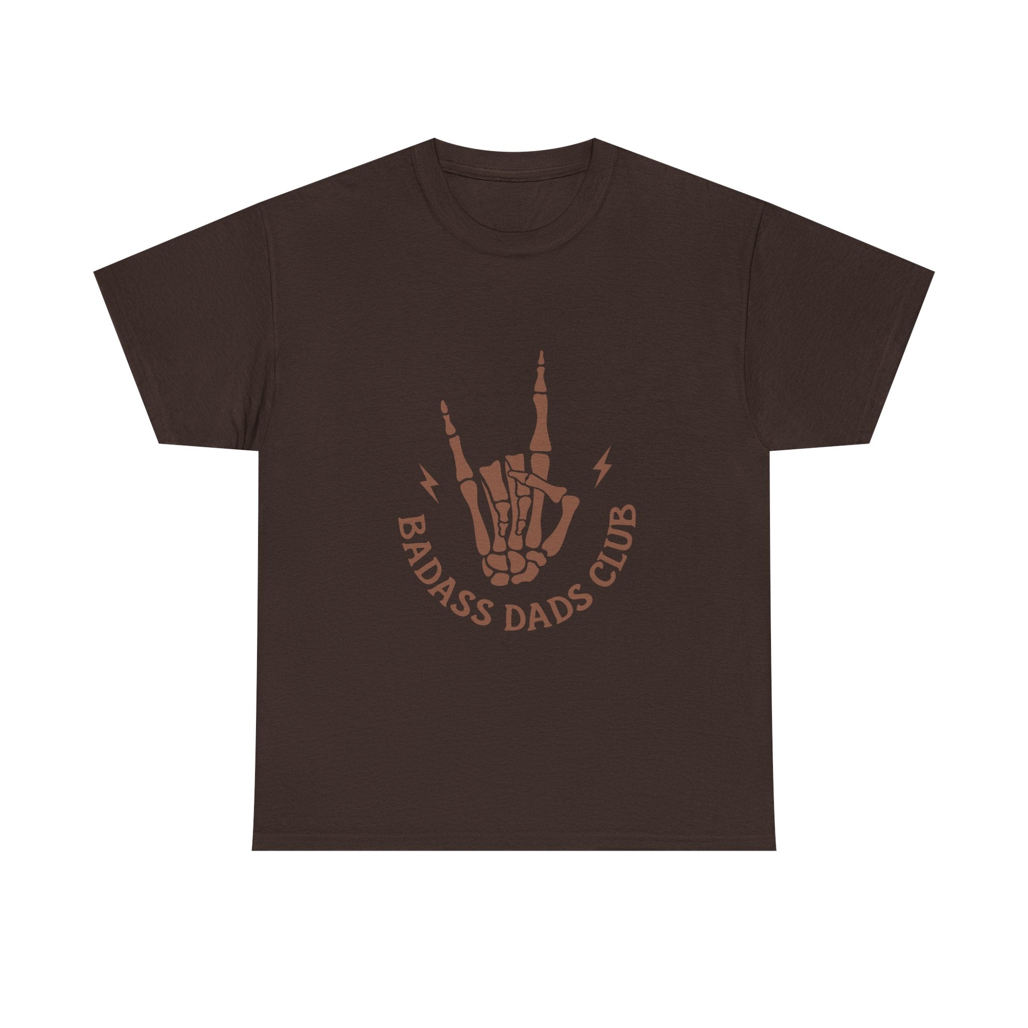 Badass Dads Club T-Shirt — Retro Skeleton Hand Rocker Tee for Cool Dads