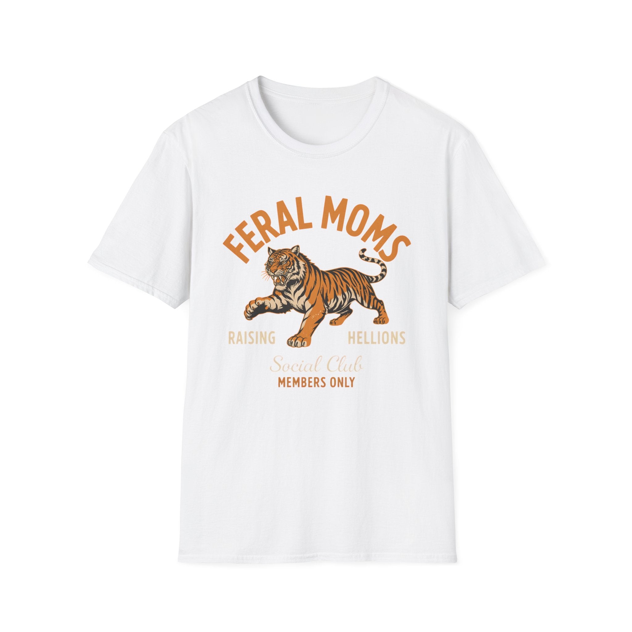 Feral Moms Tiger T-Shirt — 'Raising Rebellions' Vintage Cat Mom Tee