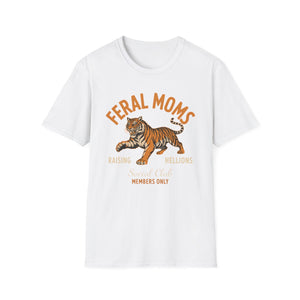 Feral Moms Tiger T-Shirt — 'Raising Rebellions' Vintage Cat Mom Tee