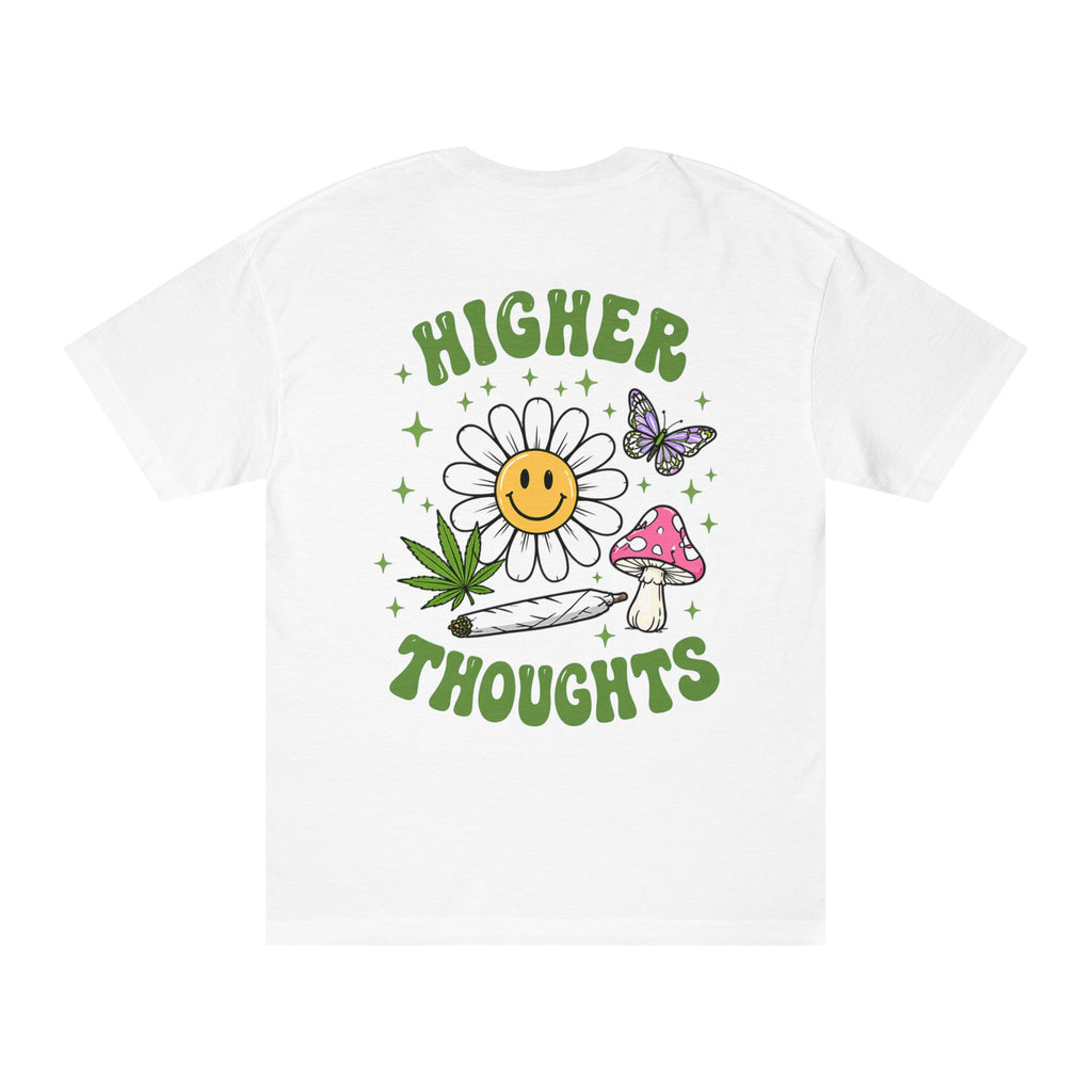 Higher Thoughts T-Shirt — Retro Daisy, Mushroom & Smiley Graphic Tee