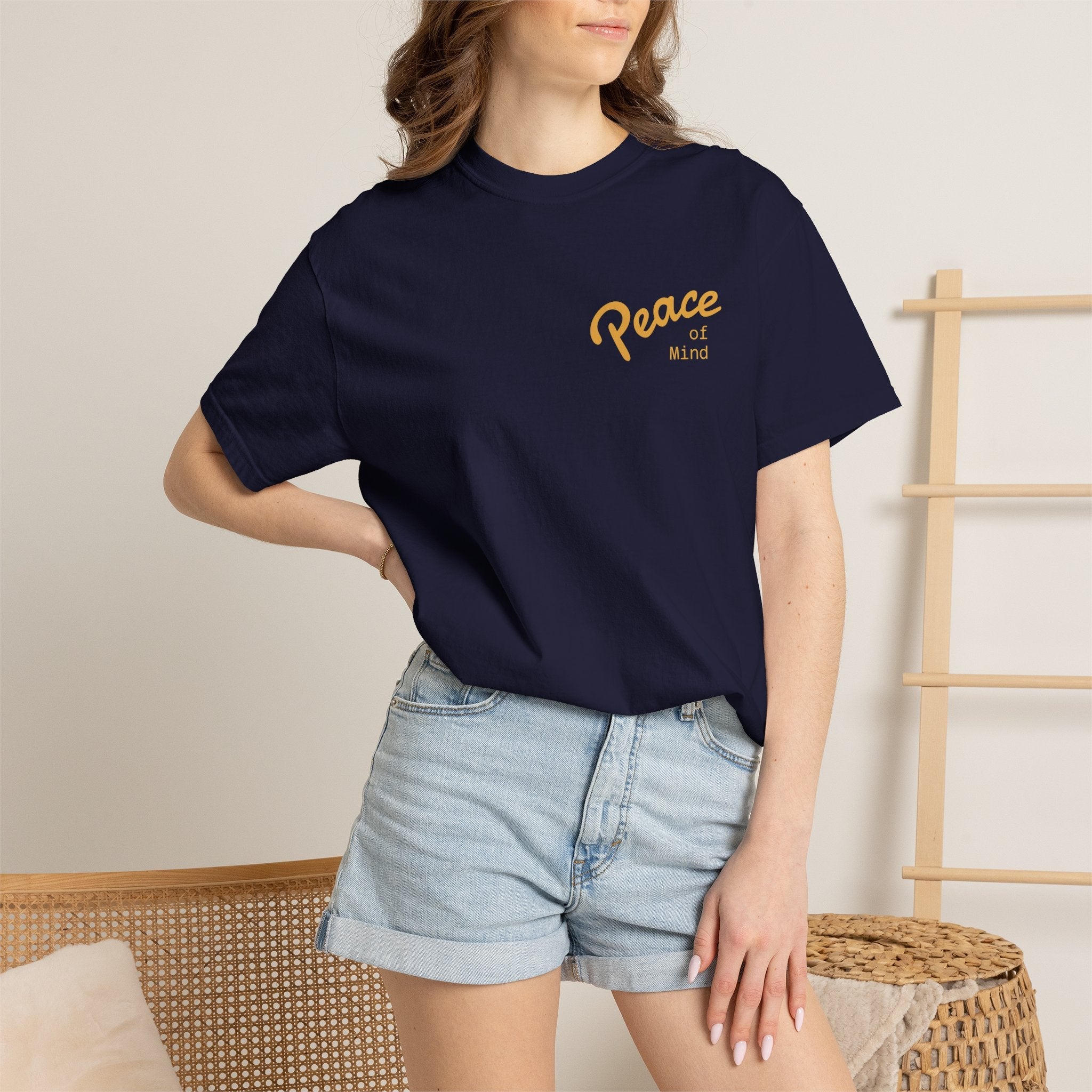 Peace Vibes Tee — "Peace" Chest + Keep Your Mind Happy Back Graphic T-Shirt