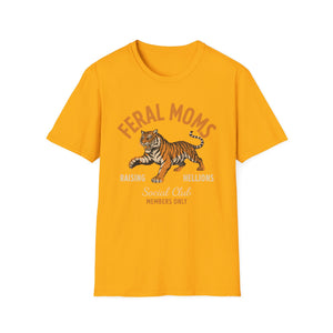 Feral Moms Tiger T-Shirt — 'Raising Rebellions' Vintage Cat Mom Tee