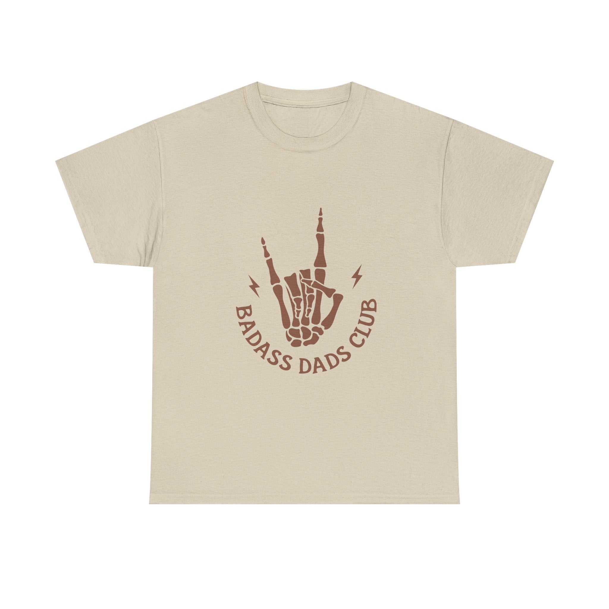 Badass Dads Club T-Shirt — Retro Skeleton Hand Rocker Tee for Cool Dads
