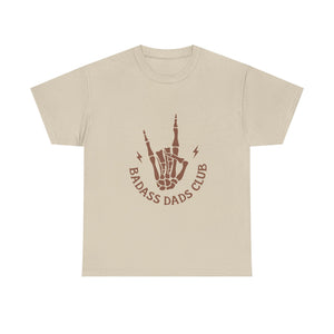 Badass Dads Club T-Shirt — Retro Skeleton Hand Rocker Tee for Cool Dads