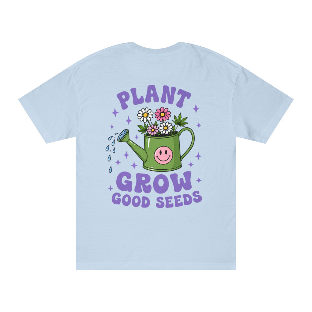 Plant Grow Tee – 'Plant Grow Good Seeds' Watering Can Flower T-Shirt