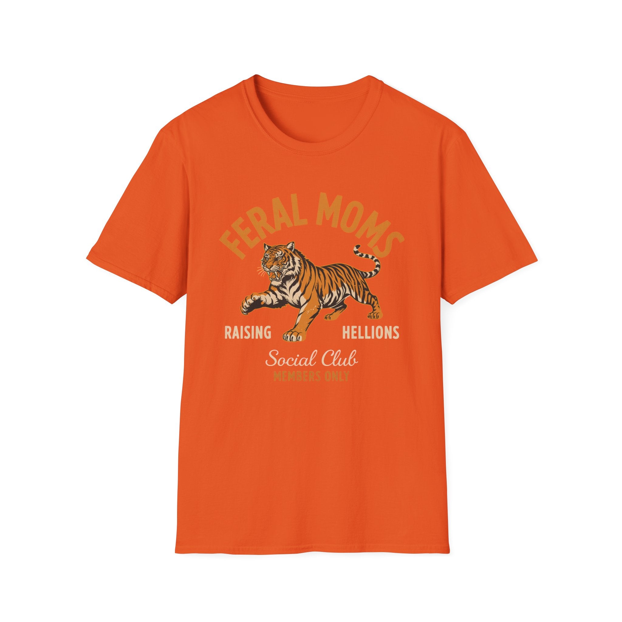 Feral Moms Tiger T-Shirt — 'Raising Rebellions' Vintage Cat Mom Tee