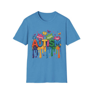 Autism Awareness Drip Graphic T-Shirt – Colorful Puzzle Heart Design