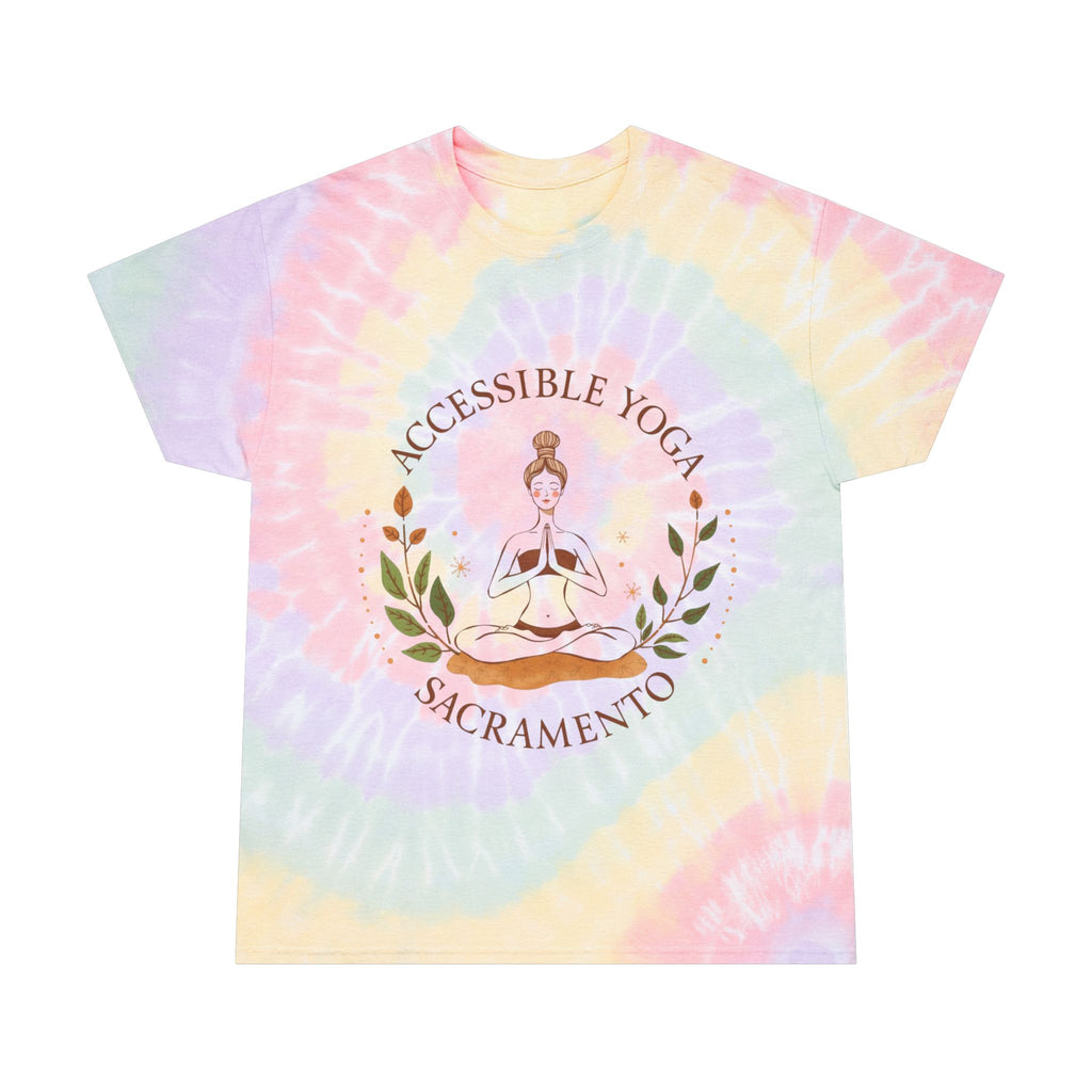 Accessible Yoga Spiral Tie-Dye Tee — Sacramento Meditation Graphic T-Shirt