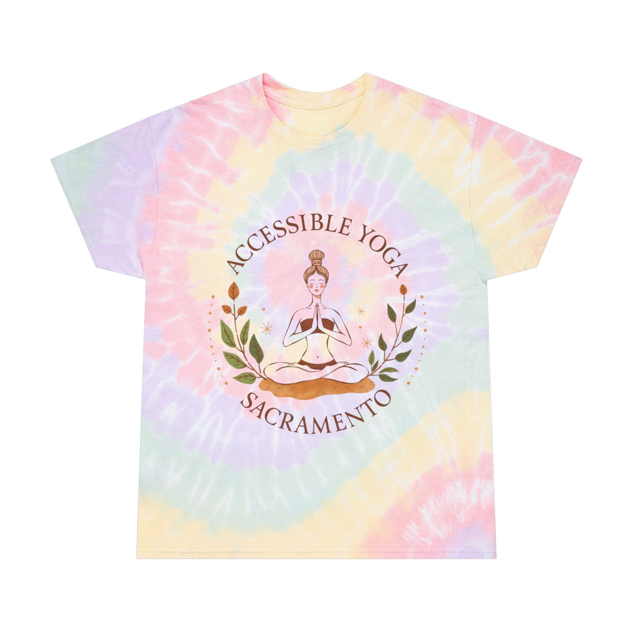Accessible Yoga Spiral Tie-Dye Tee — Sacramento Meditation Graphic T-Shirt