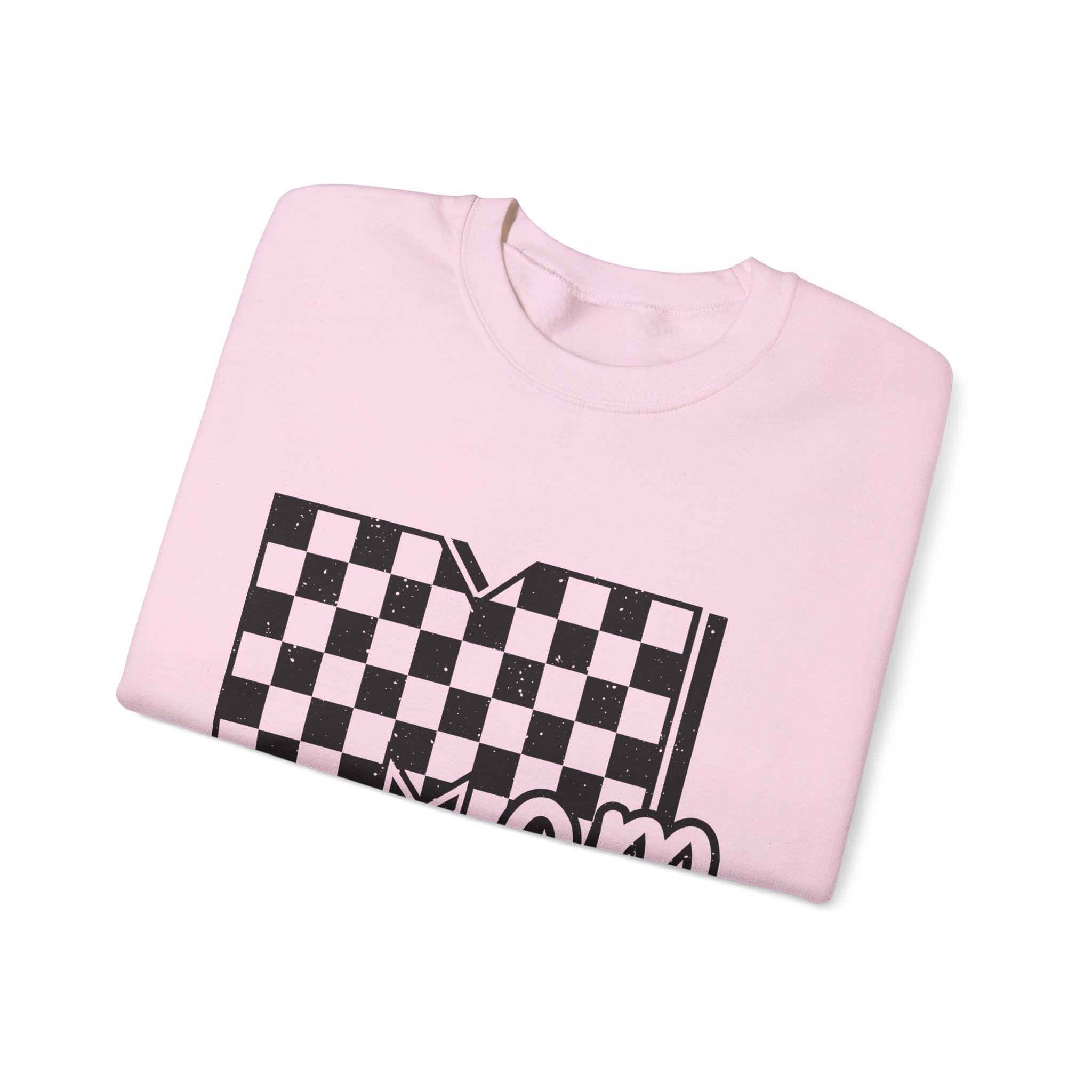 Mom Motherhood Sweatshirt – Checkerboard 'Mom' Graphic Crewneck