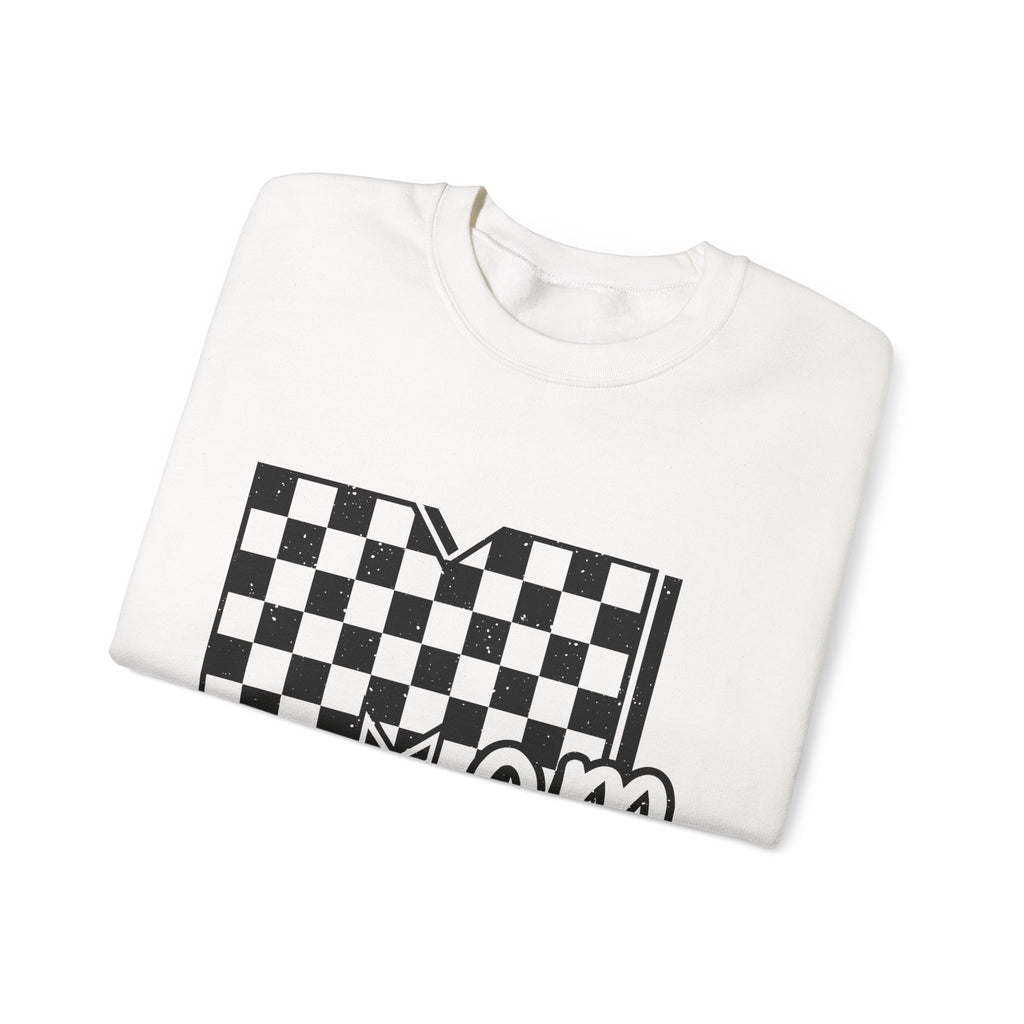 Mom Motherhood Sweatshirt – Checkerboard 'Mom' Graphic Crewneck