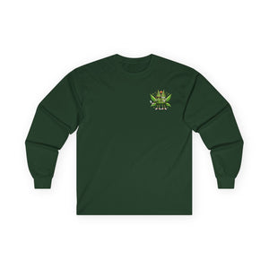 Long Sleeve Tee — "Good Buds Stick Together" Cannabis Leaf Graphic