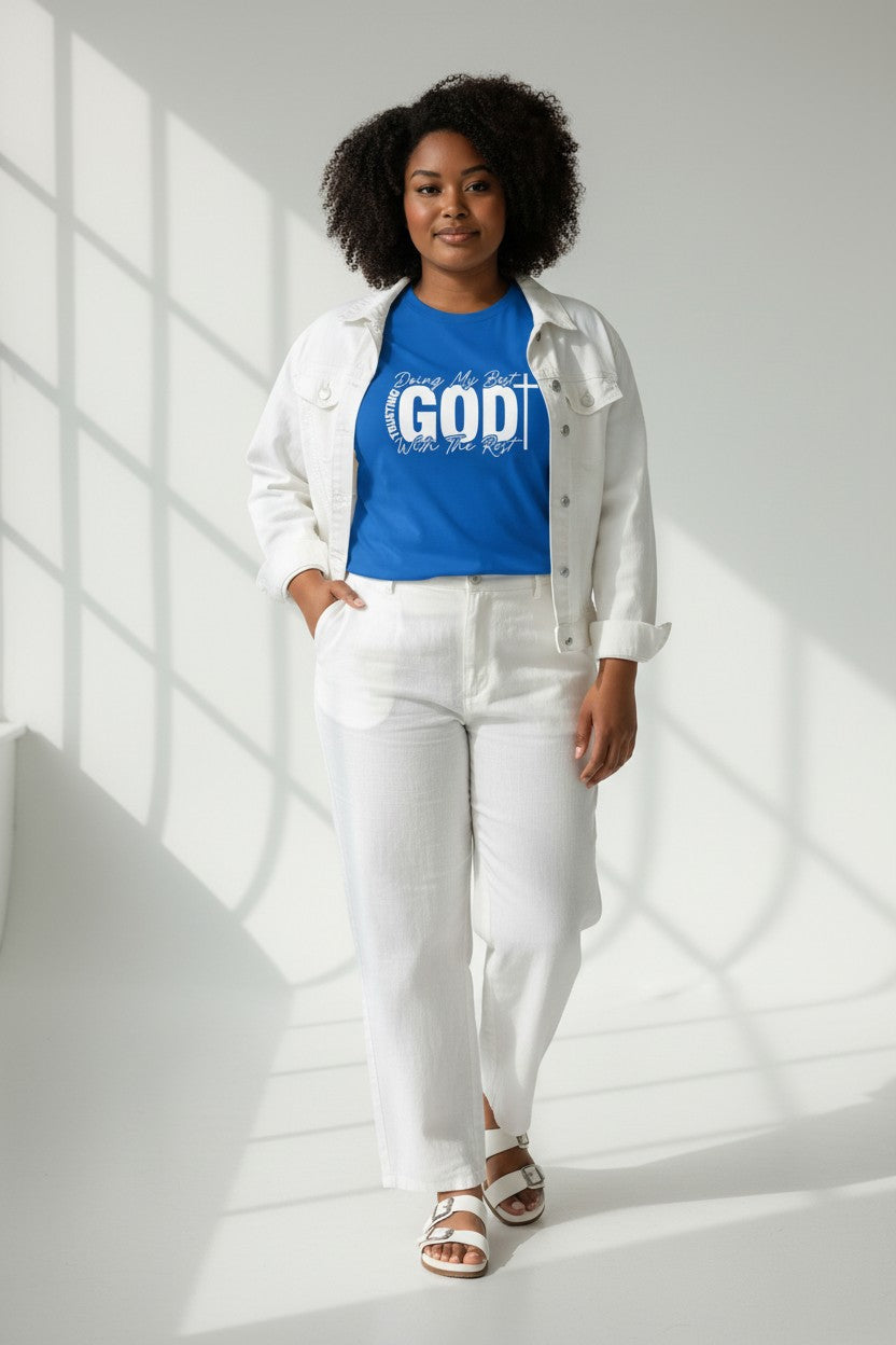 Faith T-Shirt — "Trusting God, Doing My Best" Christian Graphic Tee