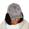 Embroidered Vintage Grey Cap with Purple Heat Cross Patch