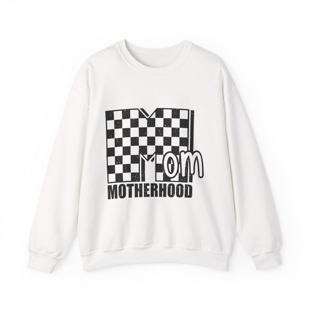 Mom Motherhood Sweatshirt – Checkerboard 'Mom' Graphic Crewneck