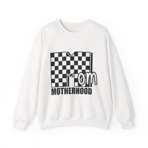 Mom Motherhood Sweatshirt – Checkerboard 'Mom' Graphic Crewneck