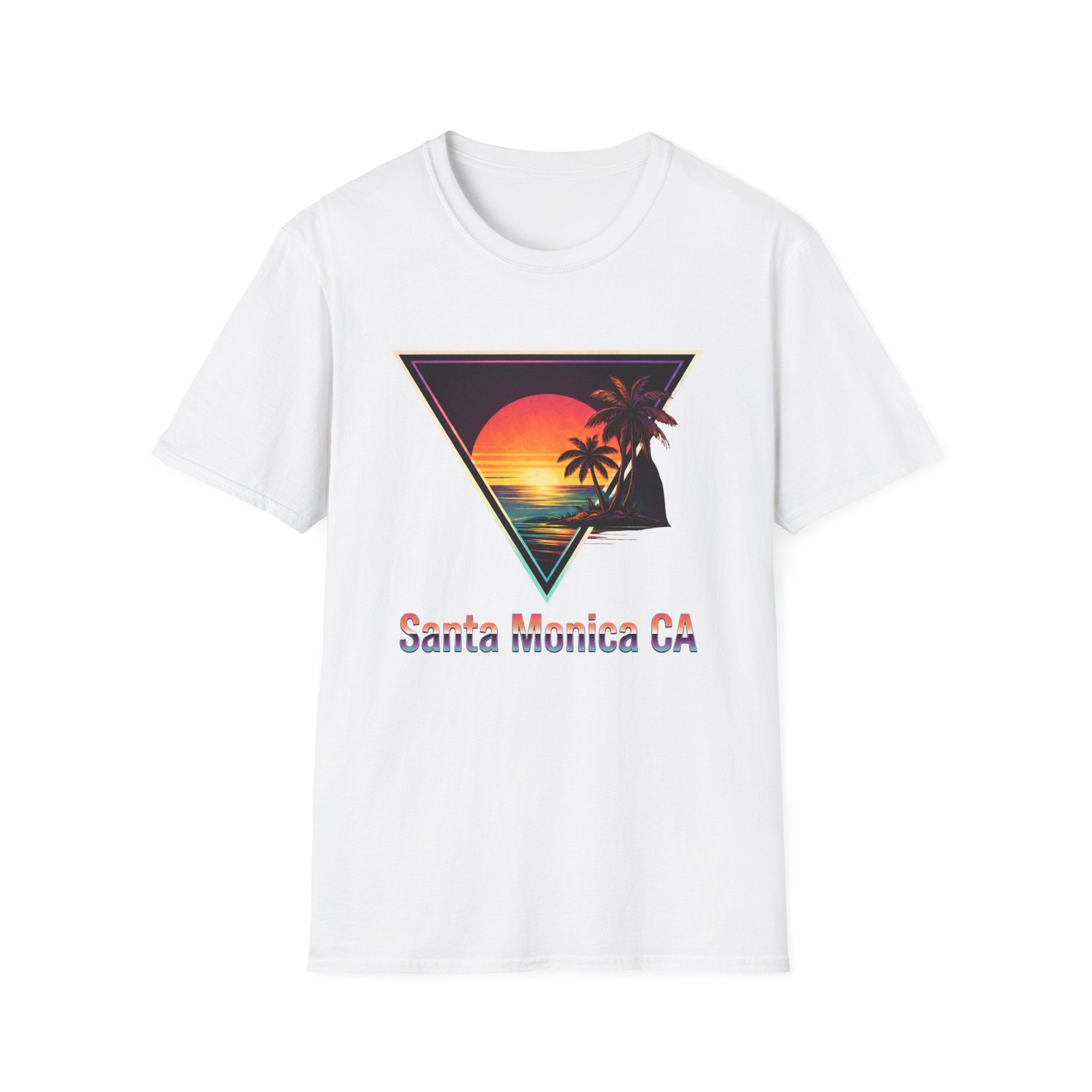 Santa Monica Sunset T-Shirt – Retro Triangle Palm Beach Tee