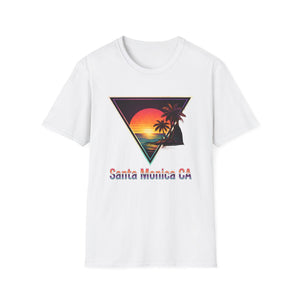 Santa Monica Sunset T-Shirt – Retro Triangle Palm Beach Tee