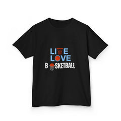 Kids Live Love Basketball T‑Shirt — 'Live Love' Basketball Graphic Tee for Young Players