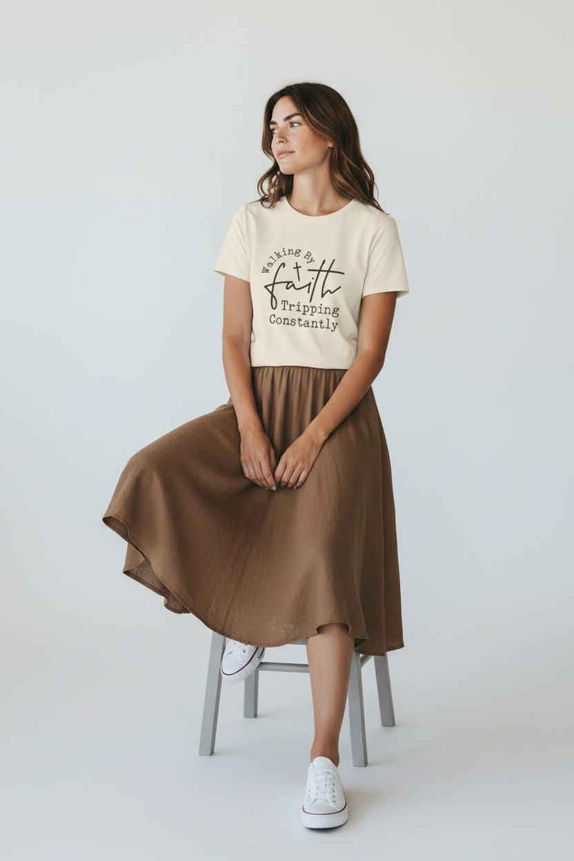 Walking By Faith Tripping Constantly T-Shirt — Inspirational Christian Tee