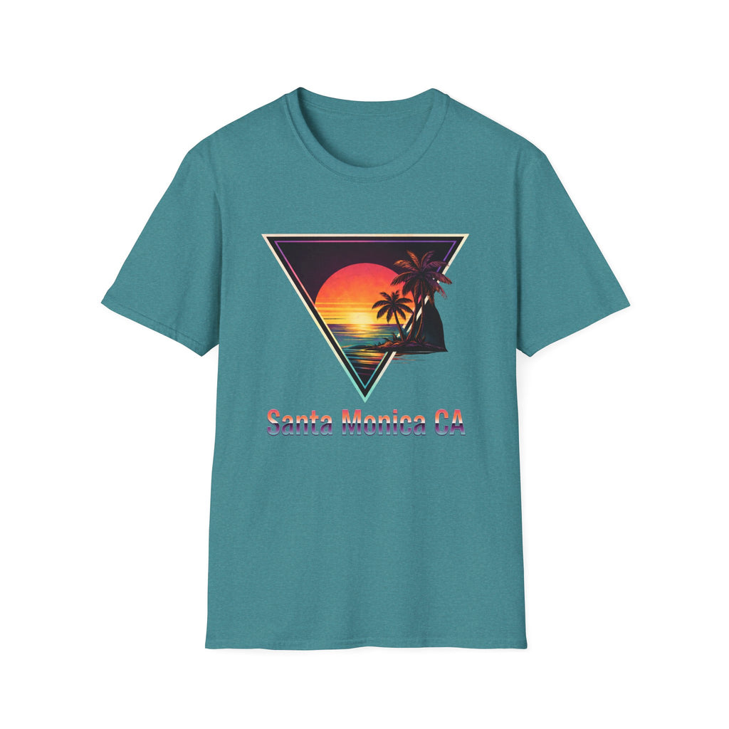 Santa Monica Sunset T-Shirt – Retro Triangle Palm Beach Tee