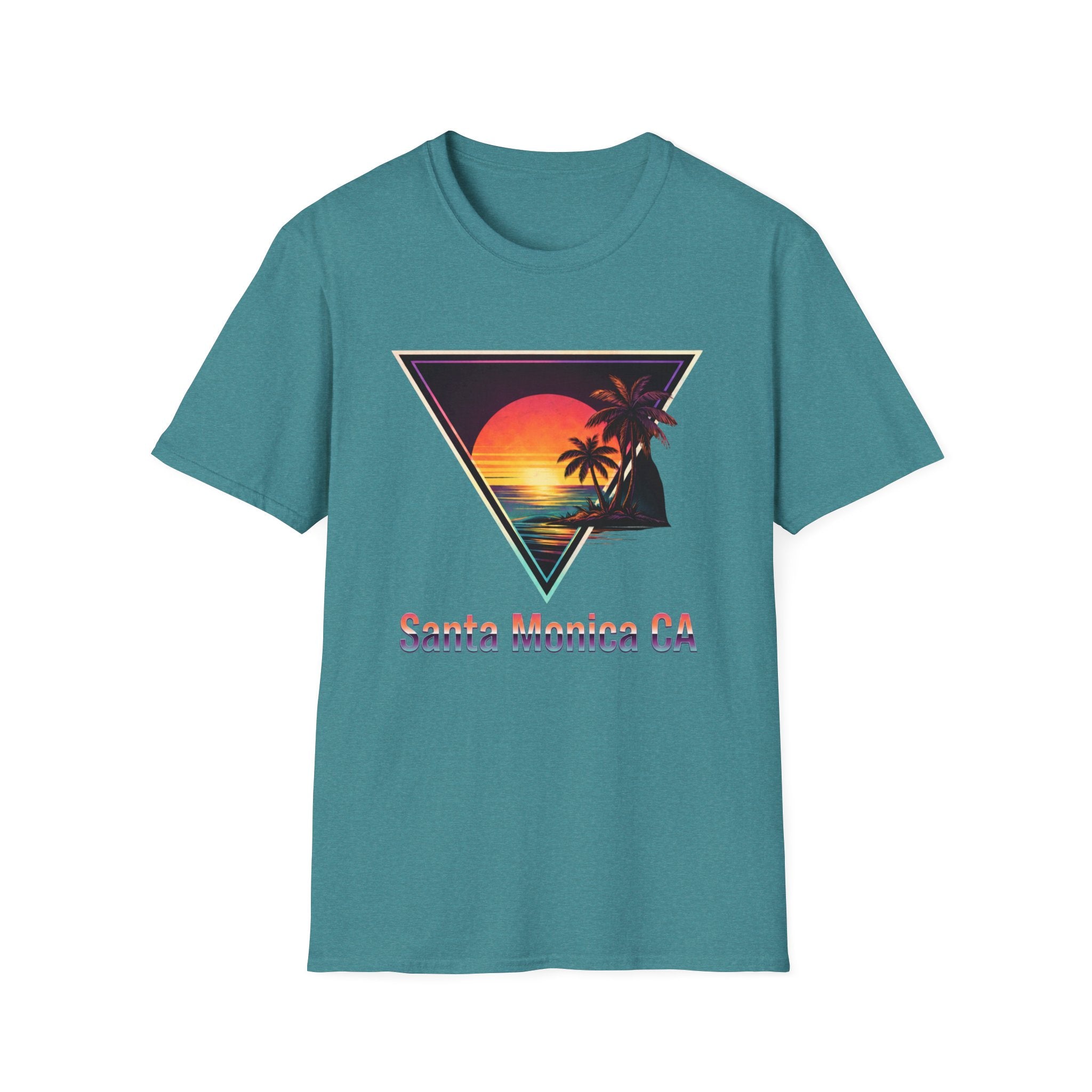 Santa Monica Sunset T-Shirt – Retro Triangle Palm Beach Tee