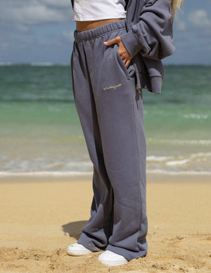 Basics Plum Wide Leg Sweatpant
