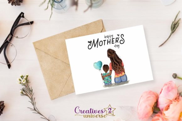 Mothers Day Flat Card + Envelope
