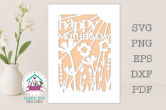 Mother's Day Papercut Card Template SVG