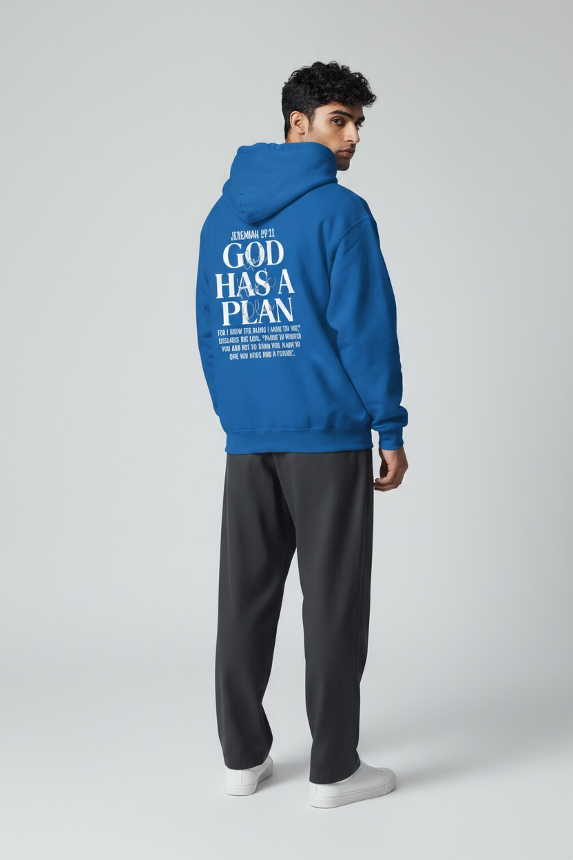 Religious Hoodie — "God Has a Plan" Jeremiah 29:11 Cross Pullover