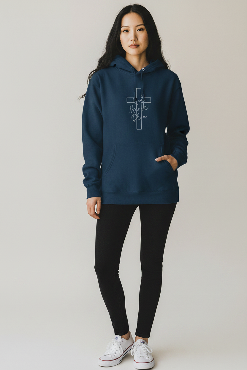 Religious Hoodie — "God Has a Plan" Jeremiah 29:11 Cross Pullover