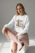 Walk By Faith Crewneck Sweatshirt — Western Cowboy Boots & Cactus Christian Graphic